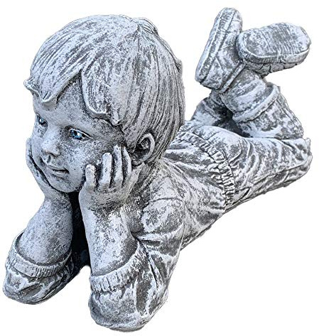 stoneandstyle Steinfigur liegender Junge frostfest wetterfest Steinguss
