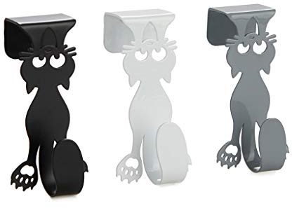 Balvi Gancio cassetto Curious Cat Set di 3 appendiabiati Colore Grigio, Bianco e Nero Ganci appendi c