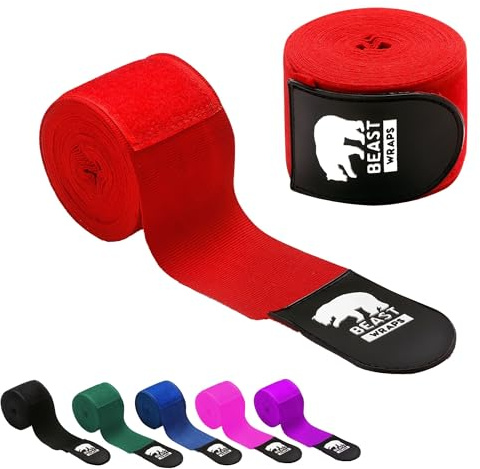 BBGuards Bandagen Boxen 5 Meter Halbelastisch und mit Daumenschlaufe. Box Bandagen für Männer und Frauen (Kickboxen, Muay Thai, MMA, Kampfsport, Fitboxen). Atmungsaktive Boxing Bandage