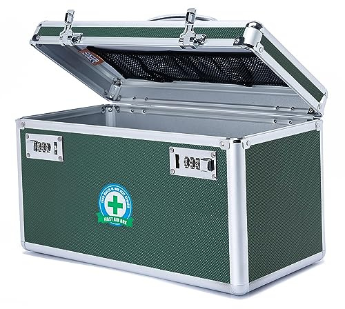 Verschließbare Medikamentenbox mit großer Kapazität, abschließbare Medikamentenbox mit tragbarer Aufbewahrungsbox, 38,1 x 22,6 x 24,6 cm, kindersicherer Medikamentenversorger, verschlossener leerer