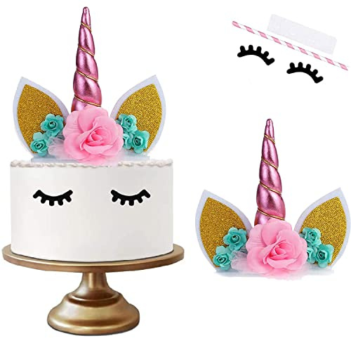CAM2 Tårtdekoration, tårtdekoration, en hornkakdekoration, tårtdekoration, dekoration för födelsedag/bröllopsfest, babyshower (rosa) | tårtdekorationer, dekoration för födelsedag/bröllopsfest, baby shower