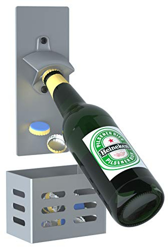 Mikytoper Wall Mounted Magnetic Bottle Opener with Cap Catcher | Removable Beer Bottle Opener for Kitchen Fridge, Bar Accessories for Home Pub, Beer Gifts for Men, Man Cave Gifts