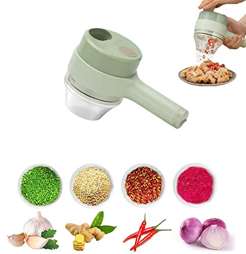 Ensemble de coupe-légumes électrique 4 en 1 multifonction pour légumes, légumes, fruits, rechargeable par USB, presse-ail électrique sans fil pour ail, piment, oignon, gingembre