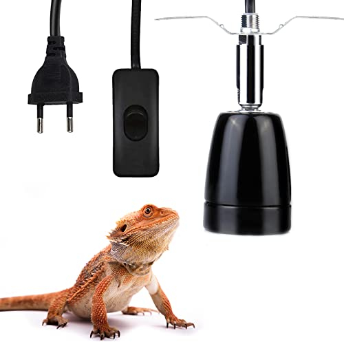 Aicharynic Heiz Lampenfassung, E27 Keramik Wärmelampe Lampenfassung E27 Fassung mit Kabel für Aquarium Reptil, UV-Glühlampe Strahler Keramik - Heizlampe Tageslicht EU110-250V