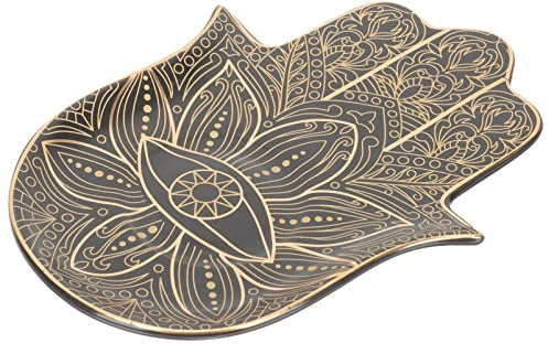 Artibetter Gioielli Piatto di Ceramica Hamsa Malocchio Mano di Fatima Gingillo Piatto Supporto Anello Orecchini della Collana Piastra di Immagazzinaggio Gioielli Organizzatore per Le Donne
