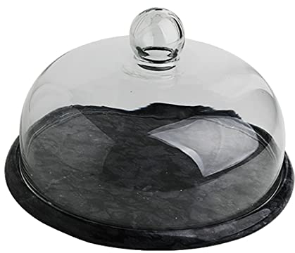 ZEELYDE Cloche Alimentaire/Aliments Tente,Présentoir à gâteau, Moule à gâteau en marbre Blanc Noir avec Couvercle en Forme de dôme de gâteau, Plateau à Tarte au Chocolat pour la Photographie et l'af