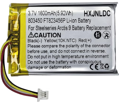 DC 3,7 V 1600 mAh FT823456P Uppladdningsbart polymerlitiumbatteri för Steelseries Arctis 9 trådlöst gamingheadset, batteribyte