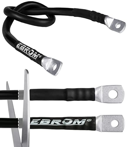 EBROM NSGAFÖU Spezial Batteriekabel 50 mm² Massekabel (-) Minus Kabel + Ringösen/Kabelschuhe M8/M10/M12 - sehr robustes und beständiges Kabel - Ihre Auswahl: 50 mm2, 30 cm Kabelschuh 2 x M10