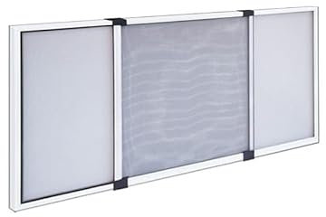 Virsus Zanzariera Estensibile con telaio in alluminio Grigio 8827, spazzolino di chiusura, per finestre balconi con guida per tapparelle persiane avvolgibili, rete Anti Zanzare e insetti (50x70 cm)