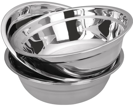 Parlynies Set of 4 Metal Salad Bowl, Stainless Steel Salad Mixing Bowls, Kitchen Prep Serving Bowls