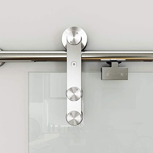Sliding Door Track Kit Heavy Duty Sturdy Sliding Barn Door Hardware Kit 150-244cm ，Stainless Steel, Single Rail, Super Smoothly And Quietly, Glass Door Track Accessories For Bathroom/Kitchen ( Size :