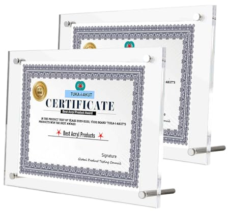 TUKA-i-AKUT 2X Acrylique Cadre d'affichage A4, Cadre transparent double clair, Bureau, Documents, Posters, Certificats, Affiches dépliants, TKD9400
