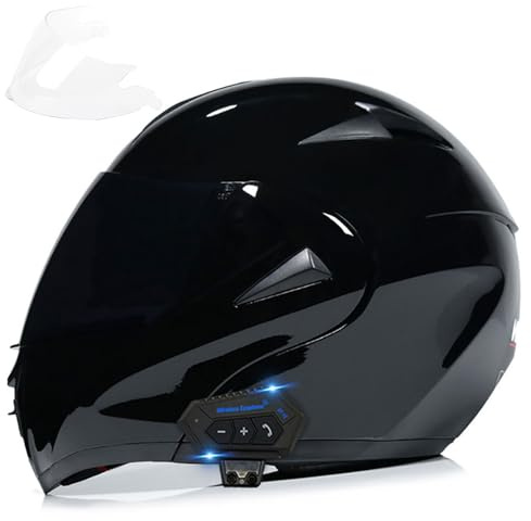 FRBRK Motorcycle Bluetooth Modular Helmet, DOT Approved Dual Visor Full Face Flip up Bluetooth Integrated Motorcycle Helmets for Adults Men Women