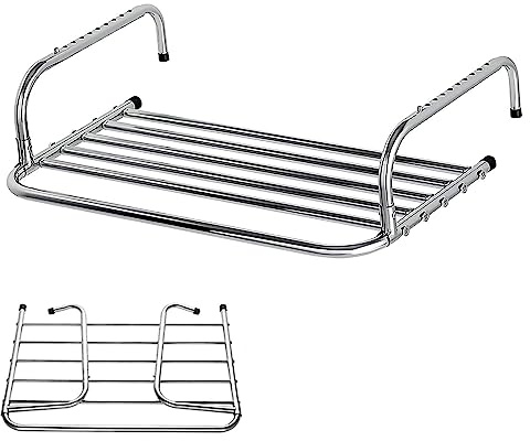 Ropa Plegable Tendedero Balcón De Acero Inoxidable, Tendedero Para Radiador, Colgante, Tendederos Para Balcón/Radiador/Pared, Tendedero Plegable, Longitud De Gancho Ajustable, Plata(80x38x18cm)