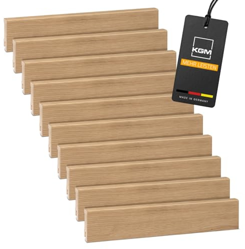 Förpackning KGM Sockellist Modern - Fanerad Massivträ-Sockellist i Oljad Ek - Mått: 2400 x 16 x 58 mm - 10 st / 24M
