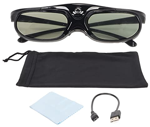Haofy 3D-Aktiv-Shutter-Brille, Hohe Lichtdurchlässigkeit, Lange Akkulaufzeit, Schwarze 3D-Brille, DLP-Link für 3D-DLP-Projektoren