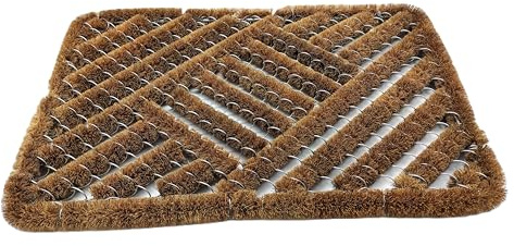 BaWoTec Drahtgitter Fußmatte Kokos für den Außenbereich pflegeleicht rutschfest aus natürlicher Kokosfaser 40 x 60 cm