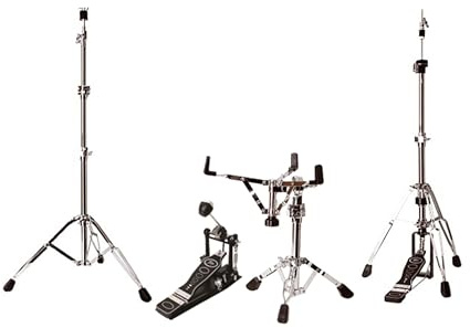 Fame Drum Hardware Set, Doppelstrebig, Verchromt, Snare-Ständer, Beckenständer, Hi-Hat-Ständer, Fußmaschine, Handtuch