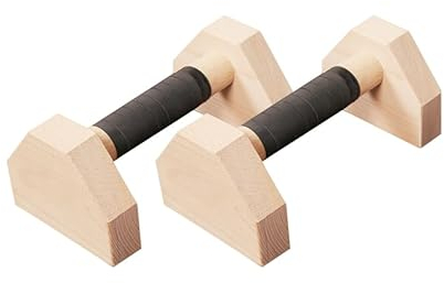 Handstand Stütze, PowerBars Holz-Parallettes, gelenkschonende Liegestützgriffe, rutschfeste Handstand-Barren, Calisthenics & Yoga (Kiefernholz 25)