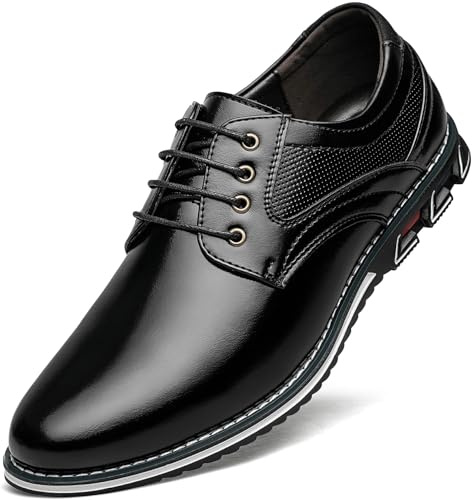Men's Dress Shoes Comfort Soft Men Oxford Flexural Superior Leather Fashion Dress Sneakers Business Casual Derby Shoe Black, 10.5 US