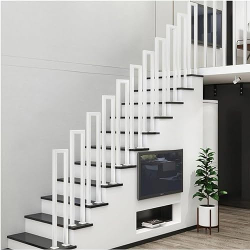 Geländer Treppe, Handlauf Treppe, Treppengeländer Innen, Handlauf Schwarz, Treppengeländer Außen, U Förmiger Geländer Außen, Treppenhandlauf für Balkone Flure Wohnungen Villen (U-Weiß, 100CM)