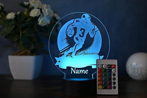 Optechvisual Personalisierte LED Football Lampe – Dekoration für american football spieler und fans