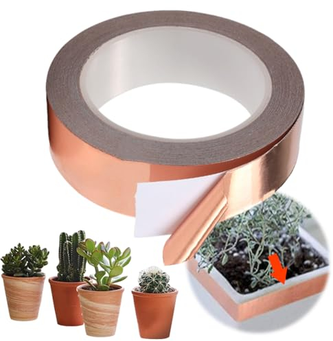 Kupferband Gegen Schnecken, Kupferband Selbstklebend für Gärten Hochbeet Pflanzen, Schneckenzaun Schneckenschutz Schneckenabwehr Kupfer Schneckenband Schneckenfalle Anti Schnecken (50mmx20M)