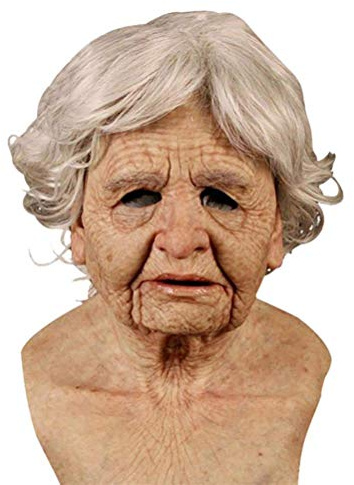 Oellinx Halloween Masque de vieil homme Masque de visage humain réaliste Masque de latex effrayant Halloween Cosplay Costume Jeux de fête Props (Q)