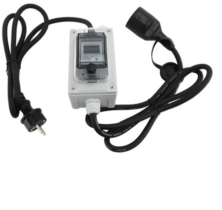 Compteur d'énergie numérique mobile 5 A - Écran numérique portable - Étanche - Appareil de mesure de la consommation d'énergie pour camping-car, caravane, voiture électrique