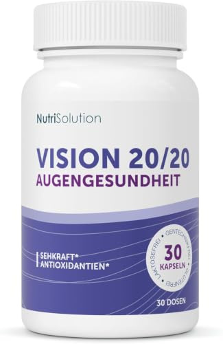 Vision 20/20 : Complément Naturel pour la Santé des Yeux à Base de Myrtille, Lutéine et Zéaxanthine - Favorise une Vision Claire - 30 gélules véganes - Fabriqué en France par NutriSolution (1)