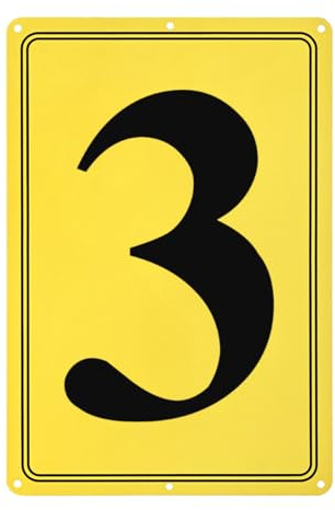M METERXITY Aluminum Number Sign 3, 11.8 Inch House Numbers and Metal Letters, Parking Spot Letter Signs, Metal Letter Wall Decor for Garden/Door/Mailbox [Yellow Text On Black]