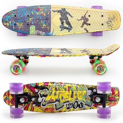 UpTone360 Mini Cruiser Skateboard | für Kinder ab 6 Jahre | ABEC 9 Kugellager | Belastbarkeit bis 100kg | langlebig & stabil | ideal für Kinder ab 4, 8 & 10 Jahre, Jugendliche & Erwachsene | Graffiti