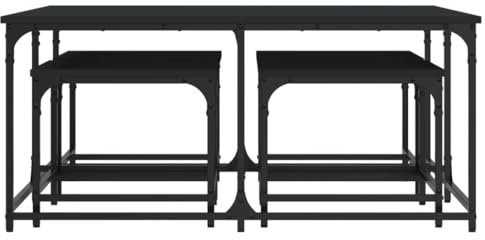 HEFZGDB Satztische 5 STK. Schwarz Holzwerkstoff Couchtische Wohnzimmertisch Klein Beistelltisch Couch Wohnzimmer Tisch Für Couch für Innenhof Café Balkon Garten