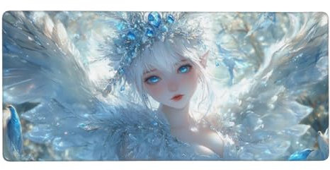 Ange Tapis de Souris XXL 1200 x 600 x 4mm Grand Tapis de Souris Gamer, Fille Tapis Souris avec Bords surpiqués et Base en Caoutchouc antidérapante pour Clavier et Souris, Decoration Cadeaux-GZ1553