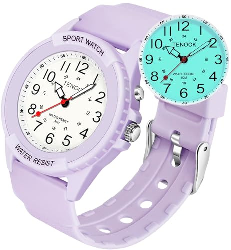 TENOCK Analog Watches for Women Nurses 50M Waterproof, Night Light & 12/24H