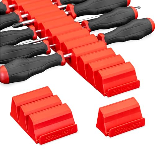 Ernst Manufacturing Screwdriver Pro – Modularer Schraubendreher-Organizer für 26 Werkzeuge mit rutschfester Unterseite, Rot – Hergestellt in den USA