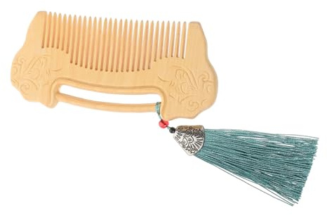 LIFKOME Comb with Ruyi Lock Engraving Fine Tooth Design for Hair and Beard Grooming Wooden Hair Tool for Scalp Care and Relaxation