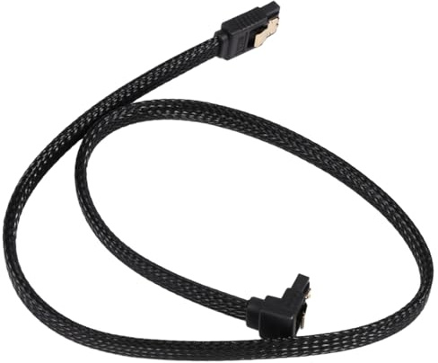 Asyduey 50cm 3.0 III Sata3 Cable de Datos de 7 Cables Ssd 6Gb/S de Ángulo Recto Cable de Datos de Disco Duro HDD con de Nylon (Negro)