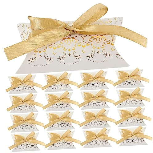 WOFASHPURET 50 Stück Boxen Gold genähte Geschenkbox klein Deko-Requisite für Bonbonschachteln Kisten behandeln Süßigkeitenkästen Party Kissenschachteln Schachteln für Pralinen Papier