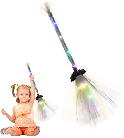 LED Witch Broom Halloween Prop - Halloween Decor Lighted Witches Broom Sticks Party Props - Party Props Witch for Theme Parties
