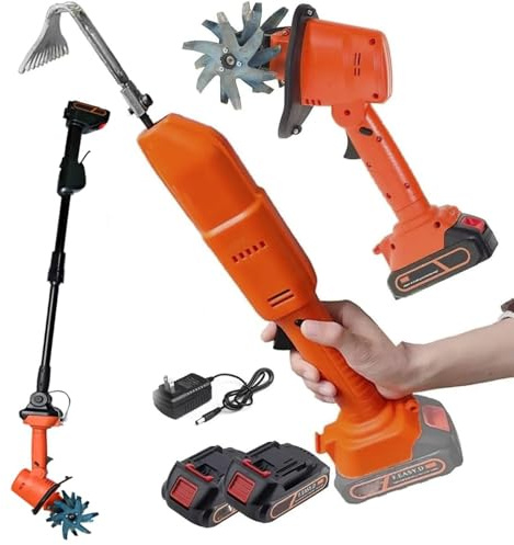 Electric Cordless Tiller Cultivator - Handheld Soil Tiller for Easy Gardening and Lawn Care