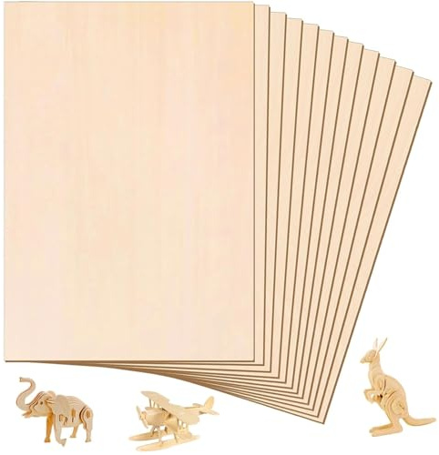 Houbobo 25 Pack Basswood Sheets 300x200x2mm, 2mm Plywood Sheets for Laser Cutting, Unfinished Wood Boards Blanks for Crafts, DIY Architectural Models Making, Engraving, Burning