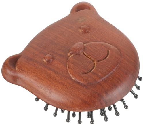 Ciieeo Kopfhautmassagekamm aus Sandelholz mit Niedlicher Bärenform zur Durchblutung und Hautfreundlicher Massage für Entspannende Kopfmassage Zuhause