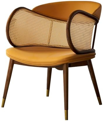 Vintage Rotting matstol med vadderat säte – snygg stoppad fåtölj för vardagsrum sovrum lounge uteplats – komfort och elegans kombinerad