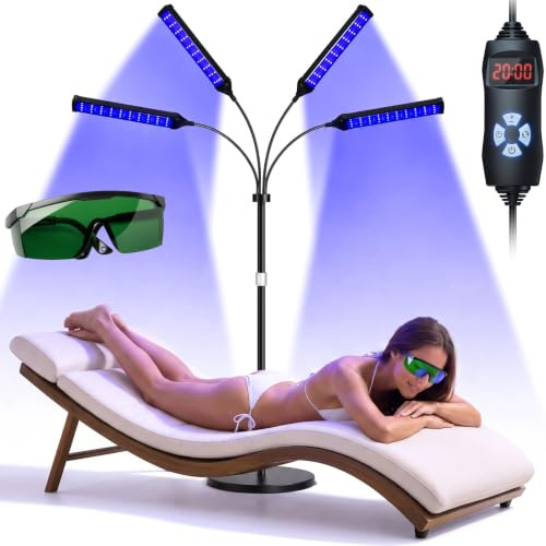 VexNook Tanning Lamp for Home — Facial Tanning Device with 4 Adjustable Panels & 540 LEDs, 360° Rotatable Bracket, 5 Light Modes, Timer, Includes Protective Eyewear for Face & Body Glow