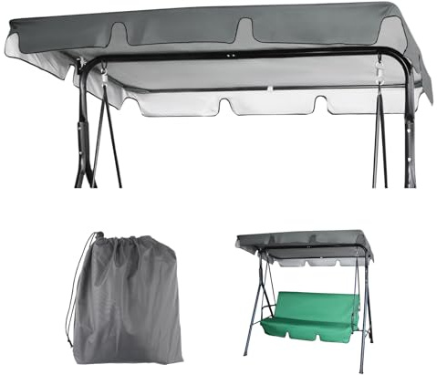 CHENYU Hollywoodschaukel Dachbezug 210 x 145 x 18CM Grau | Dach für Hollywoodschaukel 3 Sitzer 420D Oxford Wasserdicht und UV -Beweis für Hollywoodschaukel Ersatzdach