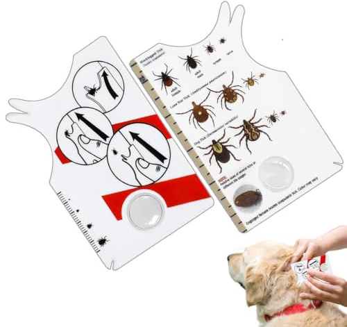 Msjuwek 1 Pack Tick Remover Card with Magnifying Glass, Portable Tick Removal Tool for Dogs, Cats and Humans, Easy to Use Plastic Tick Catcher Kit for Outdoor Activities