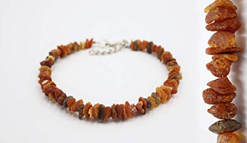 amber-us Bernsteinkette für Hunde aus Roh Baltischer Bernstein | Zeckenhalsband | Bernstein Gegen Zecken | Zecken und Flohschutz Halsband (30-35 cm)