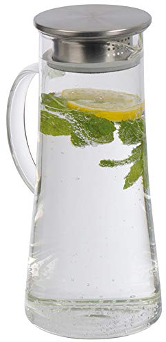 noTrash2003 Glaskaraffe mit Verschlussdeckel für Wasser, Softdrinks oder Wein, Zwei versch. Öffnungen, auch als Dekanter geeignet, Füllmenge ca. 1,4 L