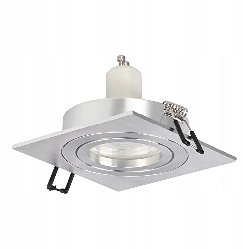 EDO, foco empotrable CERI 1 SQ plata, orientable, lámpara de techo LED, lámpara empotrable de aluminio, foco de techo EDO777137